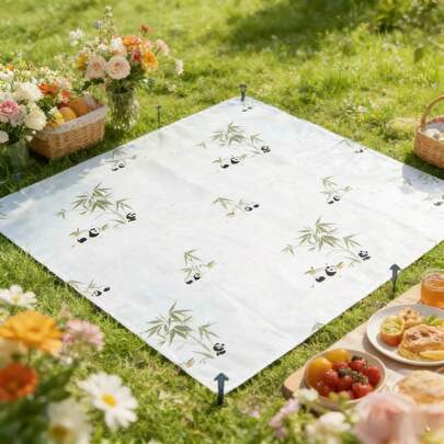 1pc Disposable Picnic Mat, Thick Anti-Dirty Outdoor Moisture-Proof Blanket For 2 People, Waterproof Beach/Lawn/Camping Ground Pad, Random Color Ground Nail