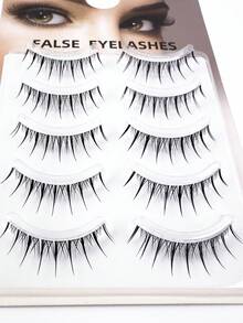 5 cặp mi giả nguyên dải dài 6-10mm, mềm mại và quyến rũ, kiểu hoạt hình với đuôi nhọn, xoăn tự nhiên, sợi đen mỏng nhẹ, có thể tái sử dụng, phù hợp cho trang điểm hàng ngày. - màu đen - Xem 6