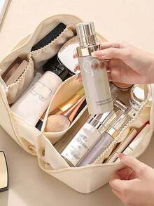 1 túi đựng mỹ phẩm chống thấm nước bằng da PU, túi đựng đồ vệ sinh cá nhân hai lớp dung tích lớn, túi đựng đồ du lịch đa chức năng, túi đựng đồ trang điểm, túi chăm sóc da, túi mỹ phẩm cao cấp dành cho nữ, thích hợp cho đám cưới, bãi biển, du lịch, du thuyền, cô dâu, kỳ nghỉ biển, quà tặng ngày Nhà giáo, quà tặng cho người yêu - Nhiều màu - Xem 2
