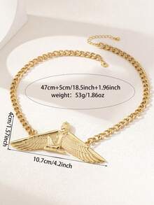 1pc Geometric Elegant Sophisticated Angel Pendant Necklace - Yellow Gold - View 5