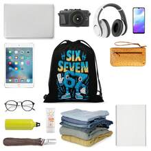 1PC Interesting SIX SEVEN 67 Theme Series Backpack, With 67 Pattern Drawstring Gym Bag, Drawstring Closed, Light And Foldable, Unisex, Suitable For Gyms, Parks, Parties, Hiking, Training And Travel - Multicolor - View 4