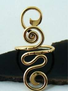 1个随机圆形弧形铜质简约可调节脚趾环，适合任何场合和节日 - 金色 - 查看 3