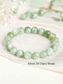 时尚优雅天然浅绿色玉手链，寓意好运、富足、繁荣、自信能量，适合瑜伽冥想，男女皆宜，是馈赠佳品。 - 薄荷綠 - 查看 9