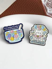 1套 AuDHD 可爱猫咪珐琅胸针 “有复杂的情绪也没关系”励志饰品，送给朋友的礼物 - 彩色 - 查看 7