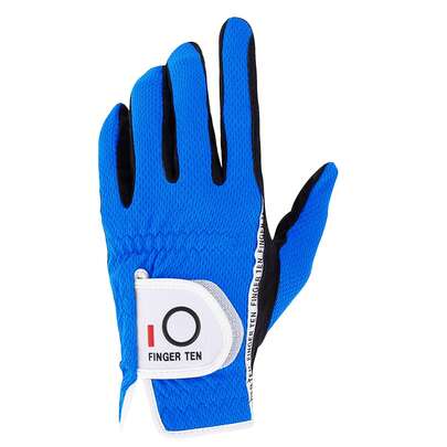  FINGER TEN Men's Golf Glove Left Hand 1 Pack, Rain Grip Hot Wet Weather With Breathable Design For Stable Swing Control, Golf Gloves Blue For Men Golfers S M ML L XL