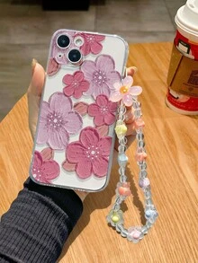 花朵造型手链单件装，透明彩绘防震手机壳，兼容 14 Pro Max、13、11、XR、7/8、Galaxy S24、A03s、A04、A12、A13、A14、A21s、A22、A23、A24、A32、A33、A34、A51、A52、A53、A54、A71、A72、A73、S20 FE、S21、S22、9、9A、10A、10C、Note 9、Note 10、Note 11、Note 12、12C - 彩色 - 查看 2
