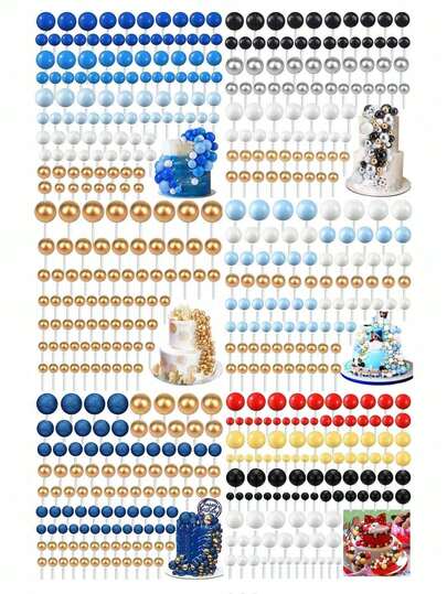 72pcs Colorful Foam Ball Cake Decorations, Foam Ball Cake Decorations, Mini Ball Cake Liners, Mixed Sizes And Colors, Suitable For Birthday Cake Decoration, Christening Cake Decoration, Wedding Anniversary Cake Decoration, Suitable For DIY (Do Not Let The Ball Surface Directly Contact The Cake; Please Use White Tubes.)