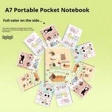 1本可爱卡通香肠动物笔记本，亲肤橡胶封面，加厚防水，适合中学生生日使用，56页，透明保护套+搭扣设计，可直接放入口袋/铅笔盒，随时记录待办事项和课堂笔记。单本/4本装，办公用品>日常办公用品>日历及个人规划>计划本 - 多款 - 查看 8
