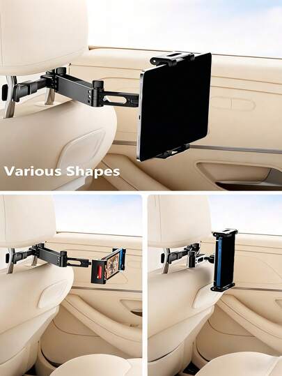 360° Rotatable Adjustable Car Headrest Mount Holder, Suitable For Tablets And Smartphones, Fits All Car Models, Foldable Design Stable Anti-Shake Adjustable Length, Travel Accessory For Road Trips And Outdoor Activities