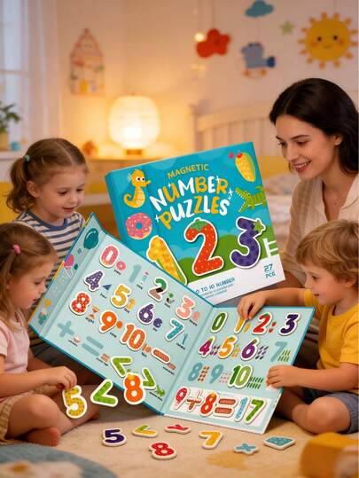 Children's Magnetic Number Puzzle Set - Foldable Educational Learning Toy, Includes Colorful Number Magnets, Ideal For Developing Preschooler And Toddler's Number Recognition And Arithmetic Skills, Montessori-Style Gift