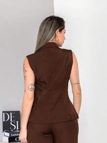New Tailored Set Consisting Of Vest And Wide-Leg Trousers C6608 - Chocolate Brown - View 8