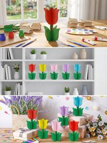 20pcs Paintable Wooden Tulip Decorations, Spring Floral Decor, Tulip Themed Party Decorations, Creative Painting Tulip Wooden Decor, Spring Tulip Decor, Spring Decor, Spring Kids Art Tulip Decor, Spring Family Art Activity, Spring Gift Bag Filler, Spring Party Bag Filler, Spring Room Decor, Spring Home Decor, Spring Gift, Tulip Cabinet Display, Tulip Gift, Party Favors - Tulip - View 9