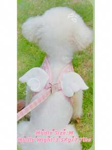 Cute Angel Wings Plaid Pet Harness Set, Adjustable Dog Harness For Small Dogs & Cats - Baby Pink - View 7