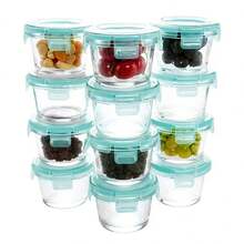 JIASLING 12 Pack Small Glass Food Containers, 5 Oz Glass Jars With Lids, Food Storage Containers Set, Mini Containers Airtight For Meal Prep, Leftovers And Sauces, Dishwasher - 查看 1