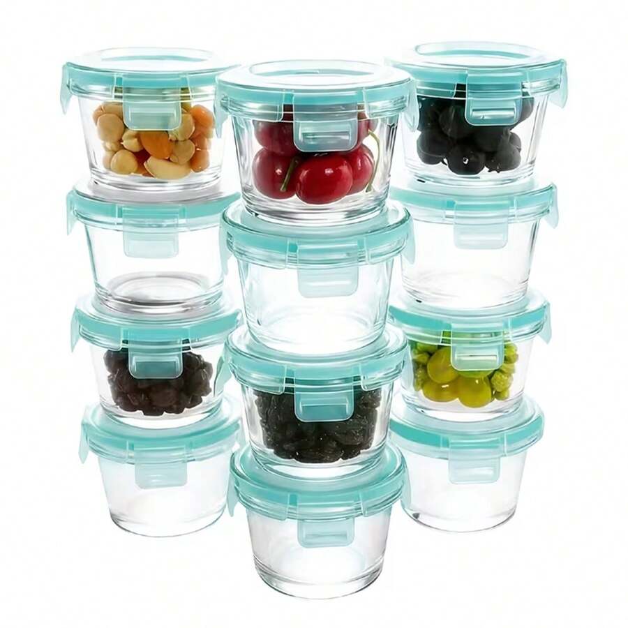 JIASLING 12 Pack Small Glass Food Containers, 5 Oz Glass Jars With Lids, Food Storage Containers Set, Mini Containers Airtight For Meal Prep, Leftovers And Sauces, Dishwasher - 查看 1