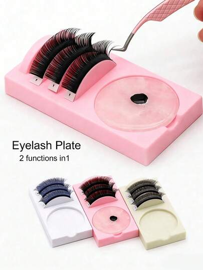 3件套，睫毛托盘架，睫毛卷翘套装，可重复使用的亚克力睫毛托盘架，玉石底座（用于睫毛嫁接胶水），睫毛嫁接工具，睫毛嫁接配件，睫毛胶水调色盘