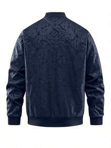 Suitable As A Father's Day Gift, Men's Outdoor Sports Jacket, Flight Jacket, Steel Stamping Phoenix Print Texture, Fashionable Versatile Pilot Jacket - Navy Blue - View 3