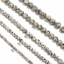 Cuentas de jaspe dálmata natural suave - Piedras con puntos negros de perro para hacer joyas, hilos de 4 mm a 12 mm - piedra manchada - Ver 6