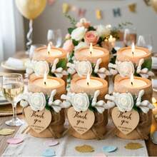 2pcs/6pcs Wooden Candle Holders, Wedding Party Guest Gifts, Thank You Gifts, Housewarming Gifts, Bridal Shower Gifts - Multicolor - View 2