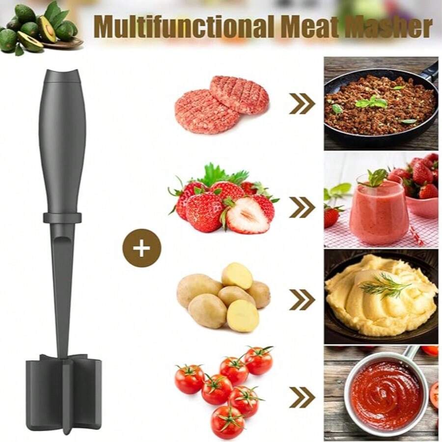 三合一塑料搅拌勺 - 手持式厨房工具，可用于搅拌肉末、面糊、沙拉、揉面和制作莎莎酱 - 彩色 - 查看 1