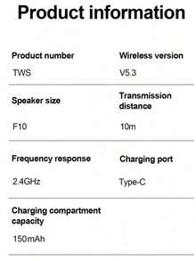 TWS无线迷你耳机，带LED电量数字显示，TWS无线耳机，立体声蓝牙耳机，适用于所有智能手机 - 查看 7