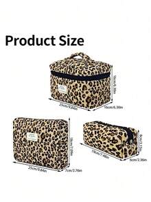 Y2K Leopard Print Quilted Cosmetic Bag, A Classic Leopard Print Cosmetic Bag, Large Capacity, Stylish And Lightweight Toiletry Bag, Multi-Functional Tote Bag, Used For Organizing Items, Suitable For School, Office, And Outings, And An Ideal Gift For Girls. - Xem 3