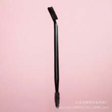 Waterproof Dual-Ended Fine Spiral & Flat Eyebrow Brush With Bendable Head - Multi-Color, Portable, Ideal For Beginners - Black - View 2