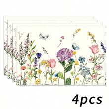1/2/4/6/8/300pcs Luxury Placemat Set, Featuring Red Floral Pattern Design, Size 12*18 Inches/30*45cm. Multiple Pattern Options Available, Suitable For Family Dining, Home Decor, Birthday Party, Kitchen, Restaurant, And Home Living. 100% Polyester Woven, Washable Polyester Placemats. - Multicolor - View 16