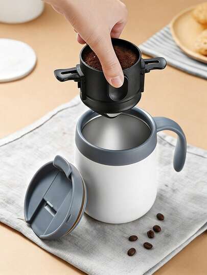 1pc Stainless Steel Coffee Filter, Foldable Design With Hanging Loop - No Paper Filter Needed, Portable For Camping, Travel, Home Use - Durable And Easy To Clean, Essential For Camping | Stylish Kitchenware | Compact Storage, Coffee Filter Holder