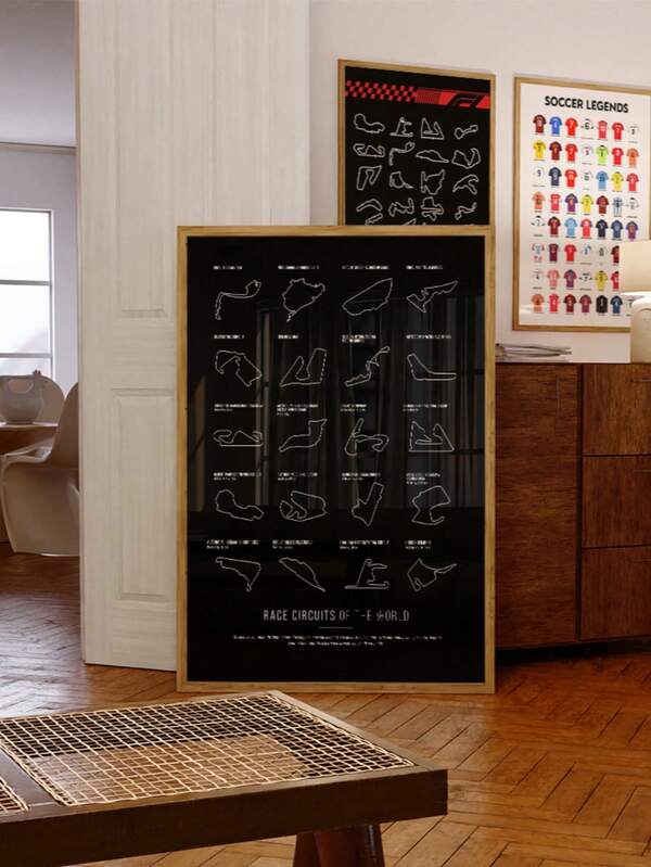 1 pieza Póster de calendario de circuito mundial sin marco, estilo mapa de pista, impresión artística, decoración de pared de automovilismo vintage para sala de estar, dormitorio, dormitorio, vuelta al colegio, pósteres modernos, decoración de habitación, regalo único