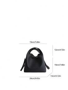 Minimalist Fashion PU Leather Shoulder Bag/Crossbody Bag/Handbag With Pockets - Black - View 3