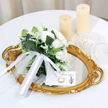 Wedding Bouquets Set Of 3, Wedding Bouquets For Bride, Wedding Bouquet Bridesmaid, Bridesmaid Holding Flowers For Wedding Decoration, White Wedding Flower Bouquets White Floral Bouquet Rose Bouquets With Ribbon - 3 - 查看 9