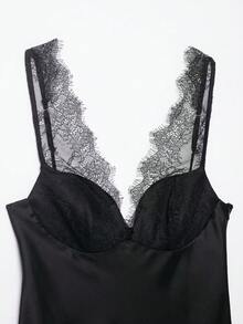 Women's Sexy Lace Patchwork Camisole - Black - View 3