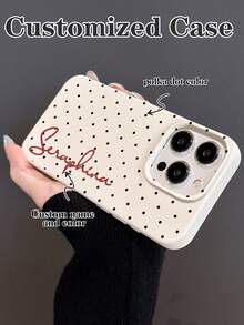 Customized Minimalist Classic Polka Dot Handwritten Signature Short Phrase Phone Case, Customizable Color And Texture, Suitable For IPhone 11 12 13 14 15 16 17 Pro Max - Multicolor - View 1