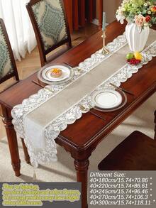 ABEST6522 Home&Living store 1 件 100% 涤纶面料精致 3D 刺绣蕾丝花边家居装饰、橱柜围巾、厨房餐桌旗、餐垫、室内外节日装饰、野餐、派对、婚礼系列桌旗 - 駝色 - 查看 3