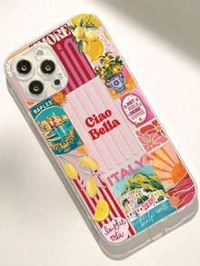 Vacation Style TPU Fashion Slogan 1pc Summer Building & Lemon Slogan Graphic Full Coverage TPU Phone Case, Compatible With IPhone 16/16Pro/16Plus/16ProMax, 11/11Pro/11ProMax, 12/12Pro/12ProMax, 13/13Pro/13ProMax, 14/14Plus/14Pro/14ProMax, 15/15Pro/15Plus/15ProMax Gift Party - Multicolor - View 4