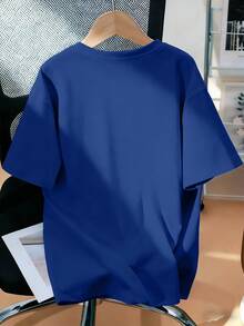 Tween Boy Fashionable And Print Round Neck Pullover T-Shirt For Summer - Blue - View 4