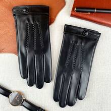 Two Types Of Men's Sheepskin Gloves - Retro Brown - View 6