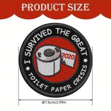 Bộ 3 miếng vá thêu "Tôi đã sống sót qua cuộc khủng hoảng giấy vệ sinh năm 2020" - Có thể ủi hoặc may lên mũ, váy, quần, áo khoác và ba lô. - nhiều màu - Xem 2