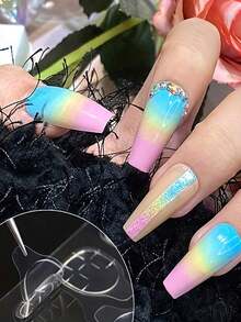4800pcs/200sheets White Jelly Gel Nail Stickers, Pink Breathable Nail Art DIY Stickers, Strong Adhesive Jelly Gel Nail Strips, Suitable For Nail Pressing, Jelly Double-Sided Nail Gel, Adhesive Sheets, Nail Stickers, DIY Nail Stickers - Army Green - View 5