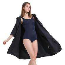 Pahajim Changing Robe With Hood Poncho Towel Adult Quick Dry Microfibre Dry Robe With Zip Oversized For Swim, Surf, Swimming, Beach - negro - Ver 2