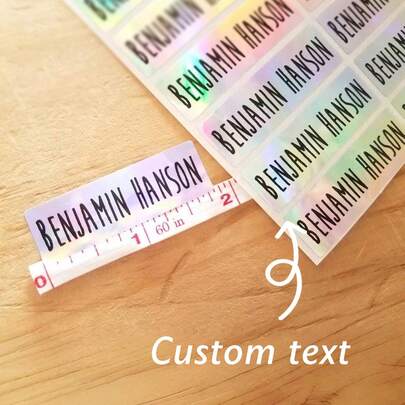 1pc/12pcs/24pcs/48pcs Personalized Long Silver Holographic Name Stickers: Waterproof School And Daycare Center, Cookies And Candies, Graduation Party Gift Stickers, Party Stickers, Notification Stickers, Envelope Labels, Custom Glitter Stickers, Name Stickers, Custom Stickers, Name Tags, Date Stickers, DIY Gifts