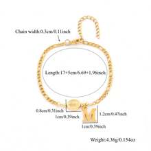 1件新款经典椭圆形玛丽妈妈字母吊坠金色不锈钢费加罗链手链女款 - 金黃色 - 查看 2