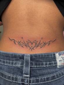 1pc Delicate Waist Chain Butterfly Tattoo Sticker, Waterproof & Long-Lasting, Elegant Waist & Abdomen Design For Women; 1pc Red Thorn Butterfly Temporary Tattoo Sticker, Waterproof & Long-Lasting, Sweet Waist & Abdomen Design For Women; 1pc Y2K Heart Waist Chain Tattoo Sticker, Long-Lasting & Smudge-Proof, Personalized Elegant Tattoo Sticker - Multicolor - View 8