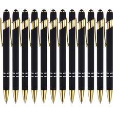12pcs Black Ballpoint Pens With Stylus Tip, 1.0mm Black Ink Smooth Writing Pens, Metal Stylus Pen For Touch Screen, Back To School - Sets - View 12