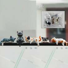 可爱睡猫汽车装饰品，汽车仪表板/电脑桌面展示装饰品，采用树脂制成，带丙烯酸双面胶带 - 彩色 - 查看 12