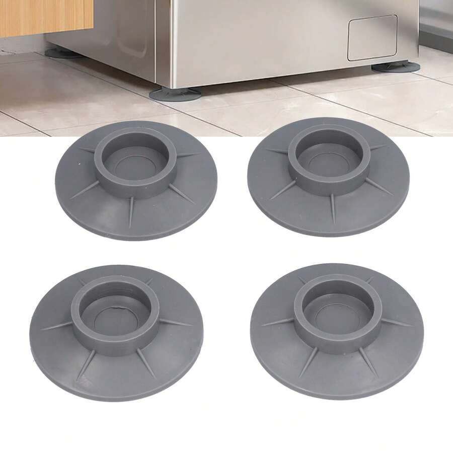 4Pcs Vacuum Suction Cup Washing Machine Feet Pad, Non Slip Anti Vibration Noise Reduction Pad, TPU Soft Rubber, Gray, Universal For Home Appliances - View 1