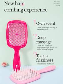 Bows Grid Comb With Loose Hair Design, Hollowed-Out Structure, Ergonomic Handle, Anti-Static, Reduces Hair Breakage, Easy To Clean, Suitable For All Hair Types, Curly Hair, Straight Hair, Loose Hair, Oily Hair. Travel Equipment, Hair Care Tools, Hair Styling Products, Multi-Functional Hair Brush, Suitable For Hair Salons, Barber Shops, And Home Use - Multicolor - View 4
