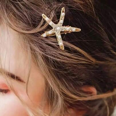 3pcs Vintage Faux Pearl Starfish Hair Clips, Fashion Hair Accessories For Women And Girls, Suitable For Daily Wear, Hair Ornaments, Hair Clips