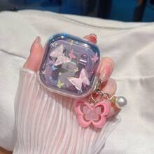 INS 彩色 3D 蝴蝶耳机保护套，适用于三星 Galaxy Buds2 Pro/3 Pro/3FE/Core/Galaxy Buds 4/4PRO 无线蓝牙耳机，透明软壳带吊坠，可爱创意小众设计，防摔保护，适用于三星 Galaxy Buds2/3/Live/FE/Pro - 粉紅色蝴蝶 - 查看 7